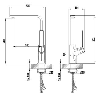 Смеситель для кухонной мойки Azario VISE AZ-VQQ568330C керамический картридж